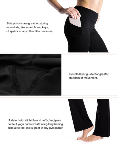 ,27"/29"/31"/33"/35"/37",Women'S Bootcut Yoga Pants Workout Pants Side Pockets